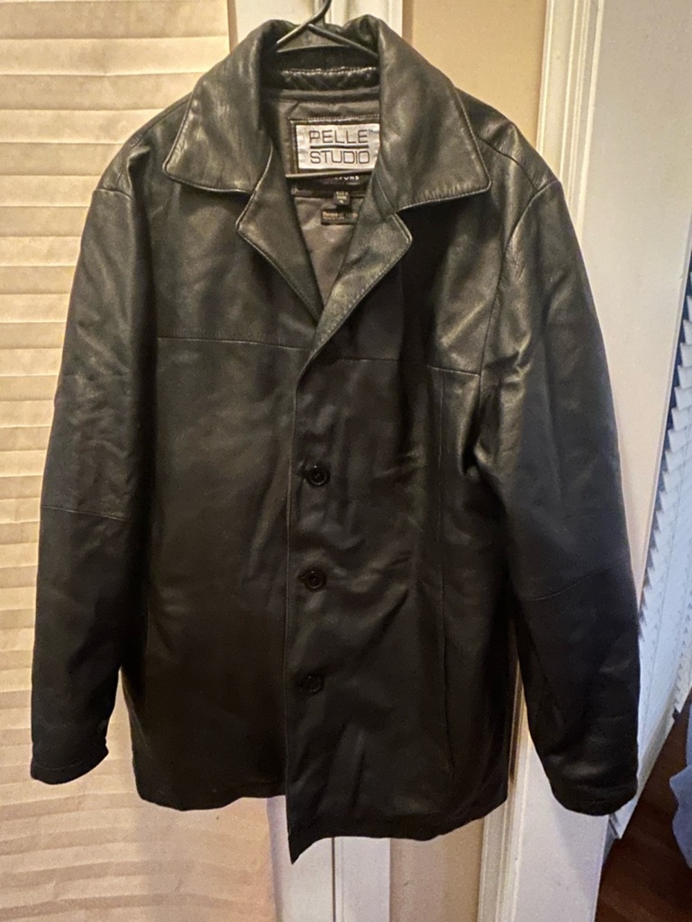 Pelle Studio Men's Black Leather Pea Coat